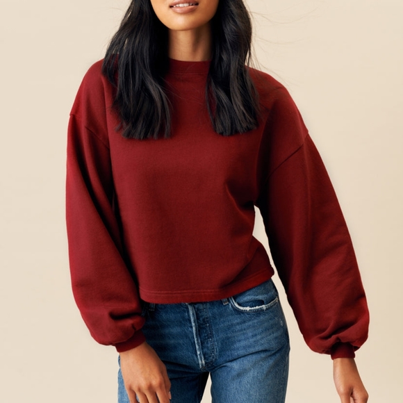 Kotn Merlot Medium Puff Sleeve Sweatshirt - Picture 1 of 6